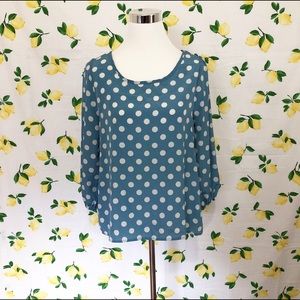 Polka dot peaches and cream top